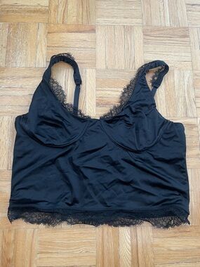 aerie Black Lace-Trim Bralette Cami
